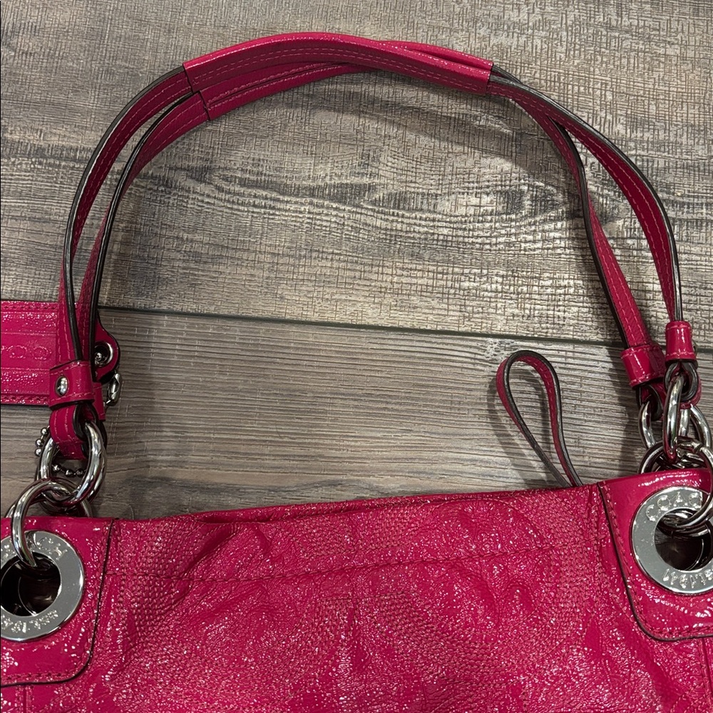 Coach Alex Raspberry Patent Leather Bag - Picture 9 of 13